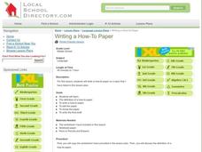 Writing a How-To Paper Lesson Plan Writing a How-To Paper Lesson Plan
