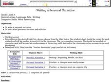 Writing a Personal Narrative Lesson Plan Writing a Personal Narrative Lesson Plan