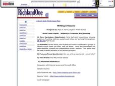 Writing a Resume Lesson Plan Writing a Resume Lesson Plan