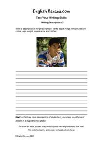 Writing Descriptions Worksheet Writing Descriptions Worksheet