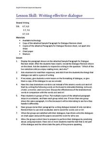 Writing Effective Dialogue Lesson Plan Writing Effective Dialogue Lesson Plan