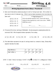 Writing Equations from a Story Lesson Plan Writing Equations from a Story Lesson Plan