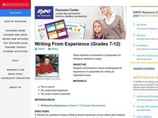 Writing From Experience (Grades 7-12) Lesson Plan Writing From Experience (Grades 7-12) Lesson Plan