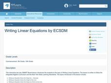 Writing Linear Equations Lesson Plan Writing Linear Equations Lesson Plan