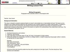Writing Paragraphs Lesson Plan Writing Paragraphs Lesson Plan