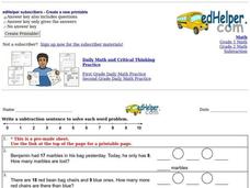 Writing Subtraction Sentences Worksheet Writing Subtraction Sentences Worksheet