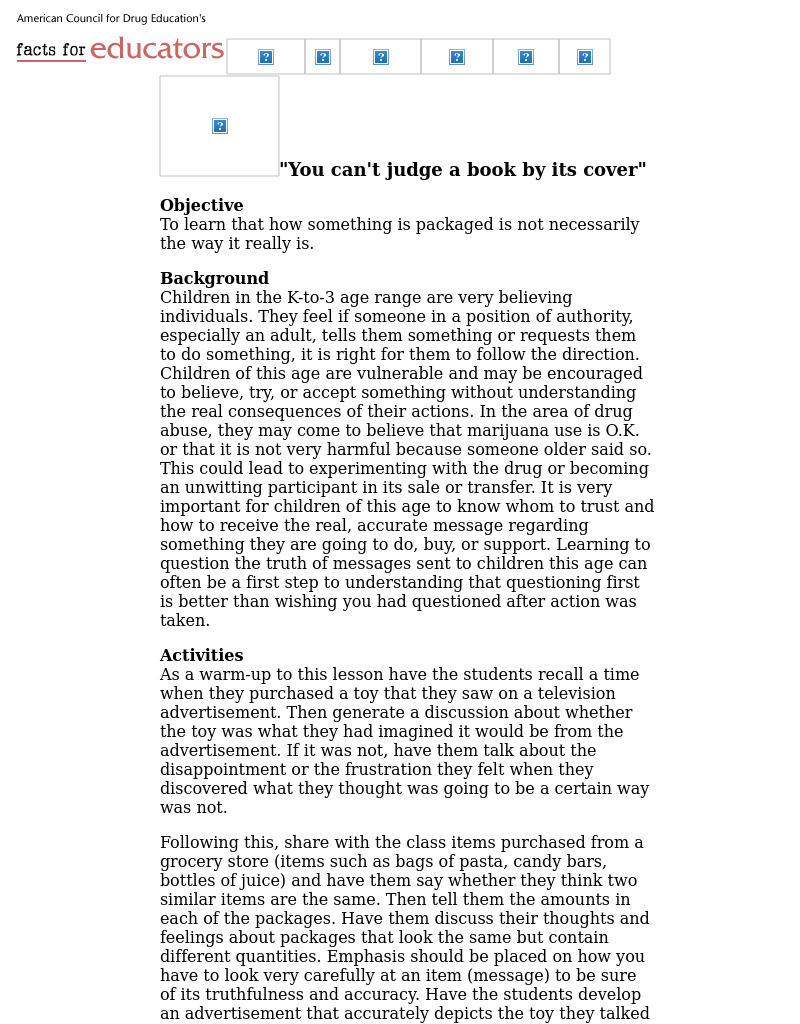 You can't judge a book by its cover Lesson Plan You can't judge a book by its cover Lesson Plan