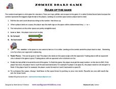 Zombie Board Game Worksheet Zombie Board Game Worksheet