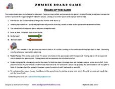 Zombie Board Game Worksheet Zombie Board Game Worksheet