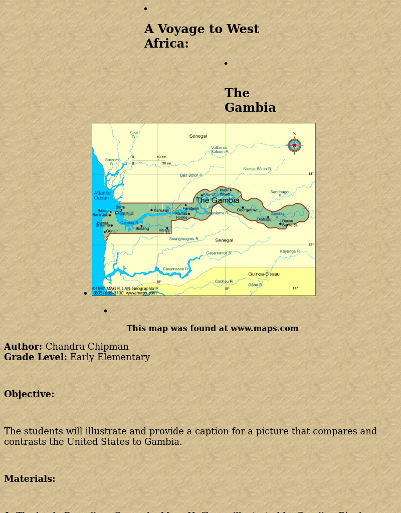 A Voyage to West Africa: The Gambia Lesson Plan A Voyage to West Africa: The Gambia Lesson Plan