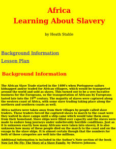 Learning About Slavery Lesson Plan Learning About Slavery Lesson Plan