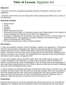 Egyptian Art Lesson Plan Egyptian Art Lesson Plan