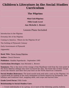 Three Young Pilgrims Lesson Plan Three Young Pilgrims Lesson Plan