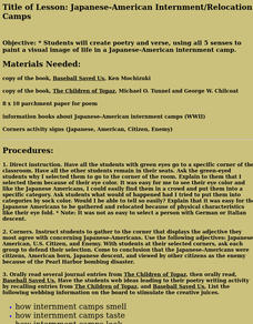 Japanese-American Internment/Relocation Camps Lesson Plan Japanese-American Internment/Relocation Camps Lesson Plan