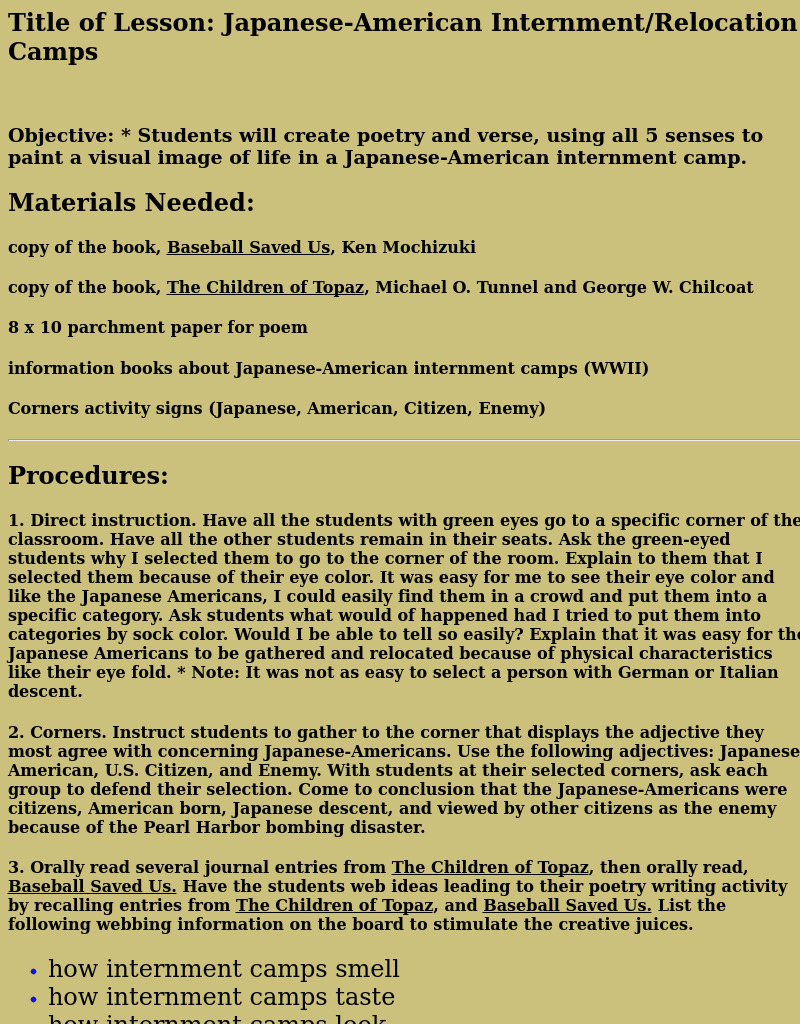Japanese-American Internment/Relocation Camps Lesson Plan Japanese-American Internment/Relocation Camps Lesson Plan