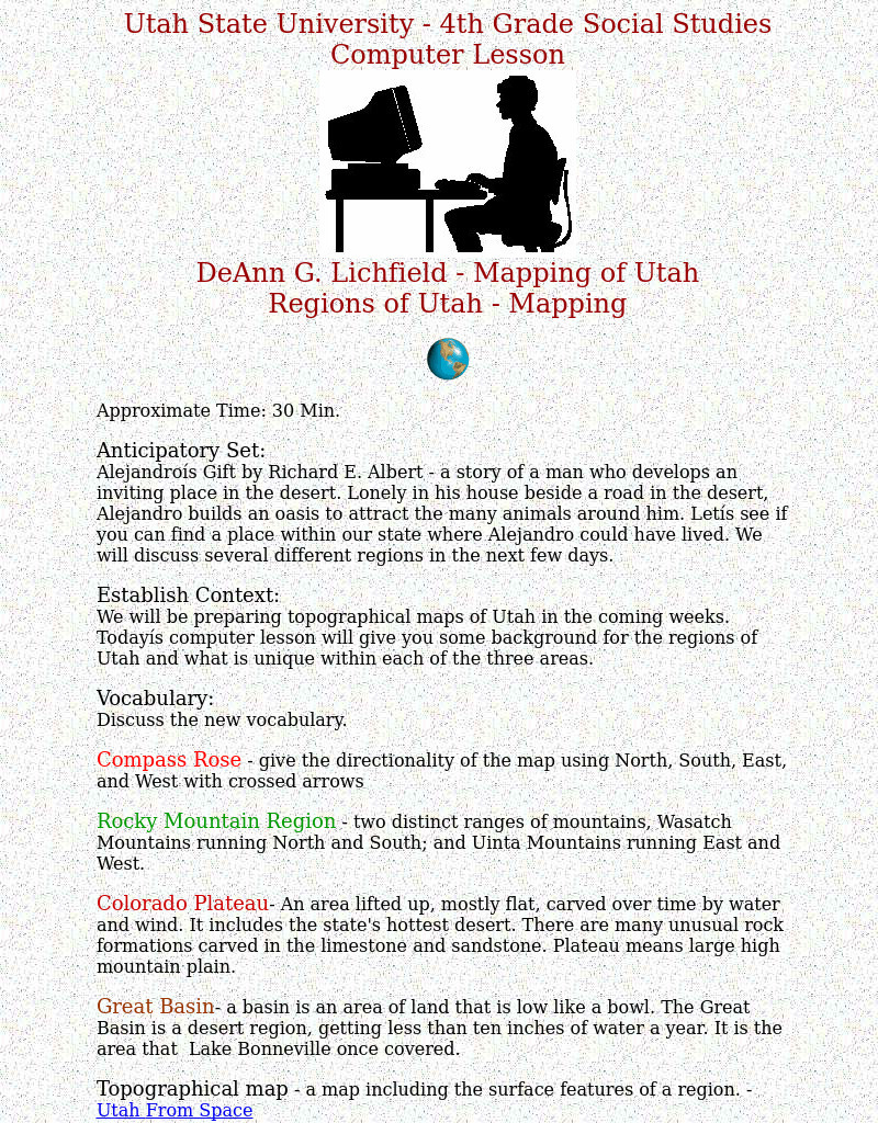 Regions of Utah - Mapping Lesson Plan Regions of Utah - Mapping Lesson Plan