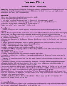 I Can Show Care and Consideration Lesson Plan I Can Show Care and Consideration Lesson Plan