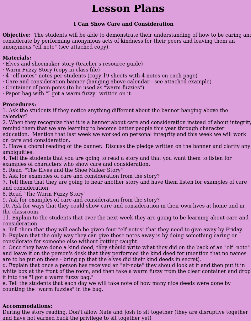 I Can Show Care and Consideration Lesson Plan I Can Show Care and Consideration Lesson Plan