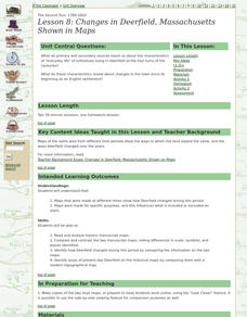 Lesson 8: Changes in Deerfield, Massachusetts Shown in Maps Lesson Plan Lesson 8: Changes in Deerfield, Massachusetts Shown in Maps Lesson Plan