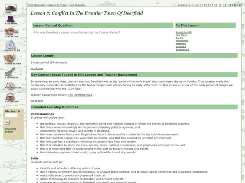 Conflict in the Frontier town of Deerfield Lesson Plan Conflict in the Frontier town of Deerfield Lesson Plan