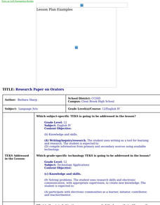 Research Paper on Orators Lesson Plan Research Paper on Orators Lesson Plan