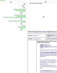 Taking Pictures With A Digital Camera Lesson Plan Taking Pictures With A Digital Camera Lesson Plan