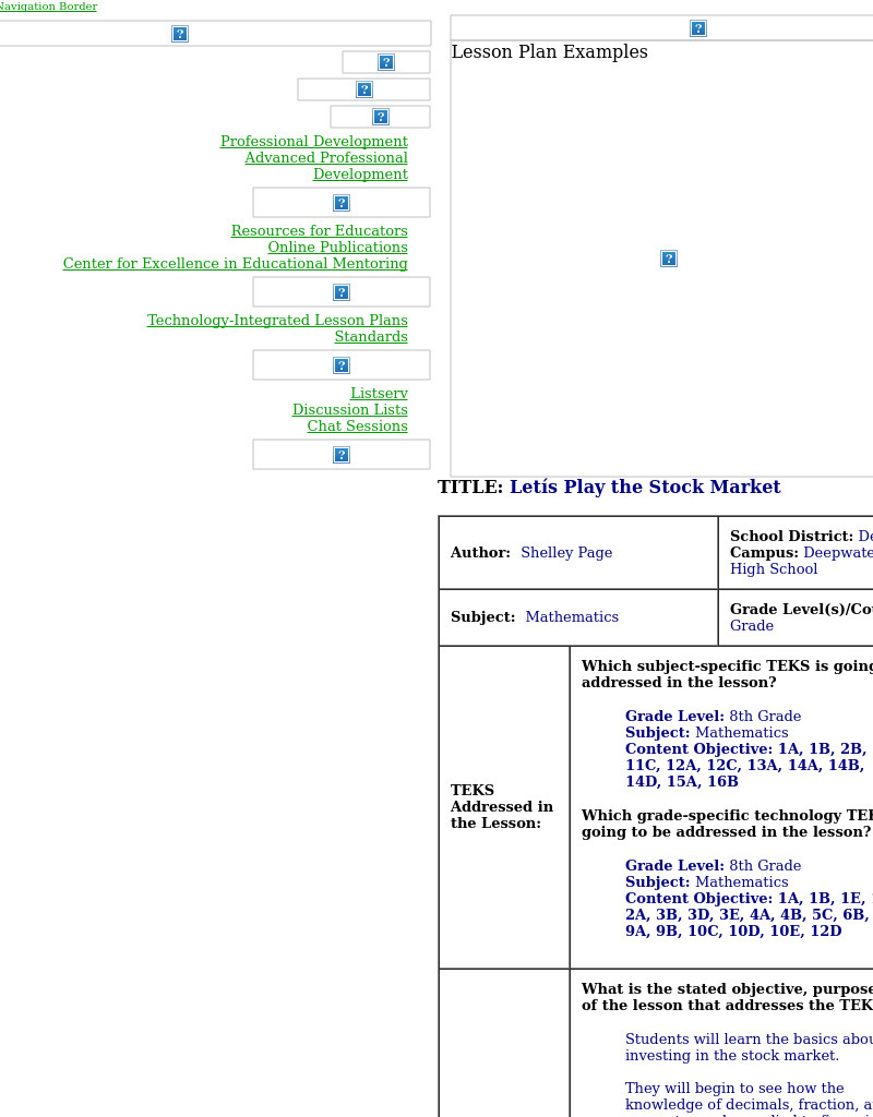 Let's Play the Stock Market Lesson Plan Let's Play the Stock Market Lesson Plan