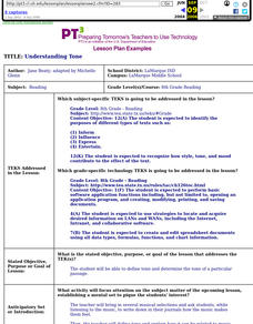 Understanding Tone Lesson Plan Understanding Tone Lesson Plan