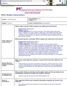 Weather Characteristics Lesson Plan Weather Characteristics Lesson Plan