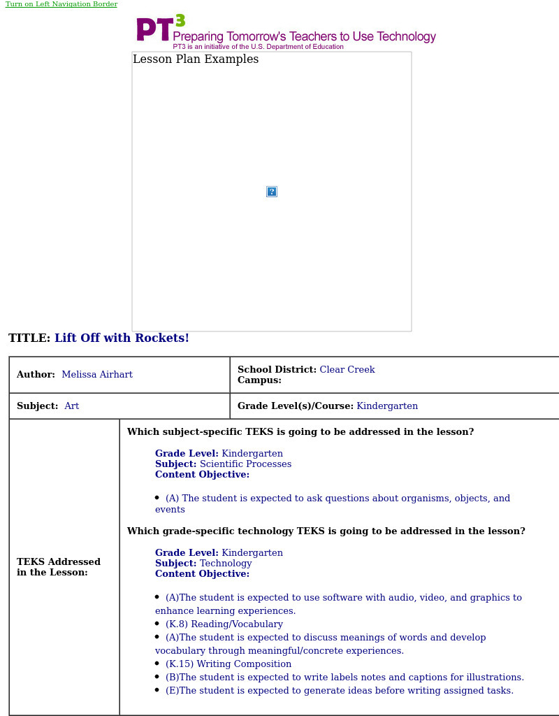 Lift Off with Rockets! Lesson Plan Lift Off with Rockets! Lesson Plan