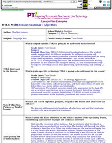 Multi-Sensory Grammar - Adjectives Lesson Plan Multi-Sensory Grammar - Adjectives Lesson Plan