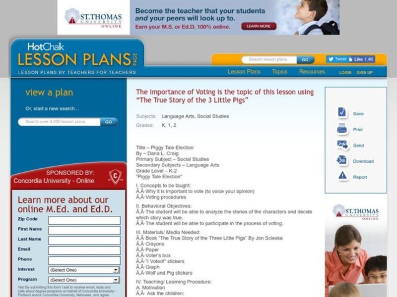 The Piggy Tale Election Lesson Plan The Piggy Tale Election Lesson Plan