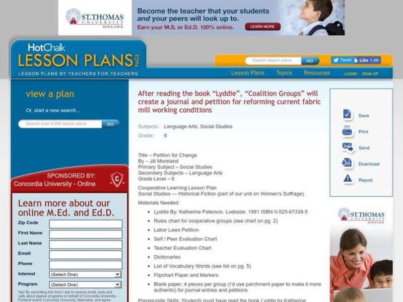 Petition for Change : Worker Rights, Women's Suffrage, Industrial Revolution, US History Lesson Plan Petition for Change : Worker Rights, Women's Suffrage, Industrial Revolution, US History Lesson Plan
