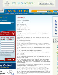 Sight Words: Reading, Classbooks Lesson Plan Sight Words: Reading, Classbooks Lesson Plan