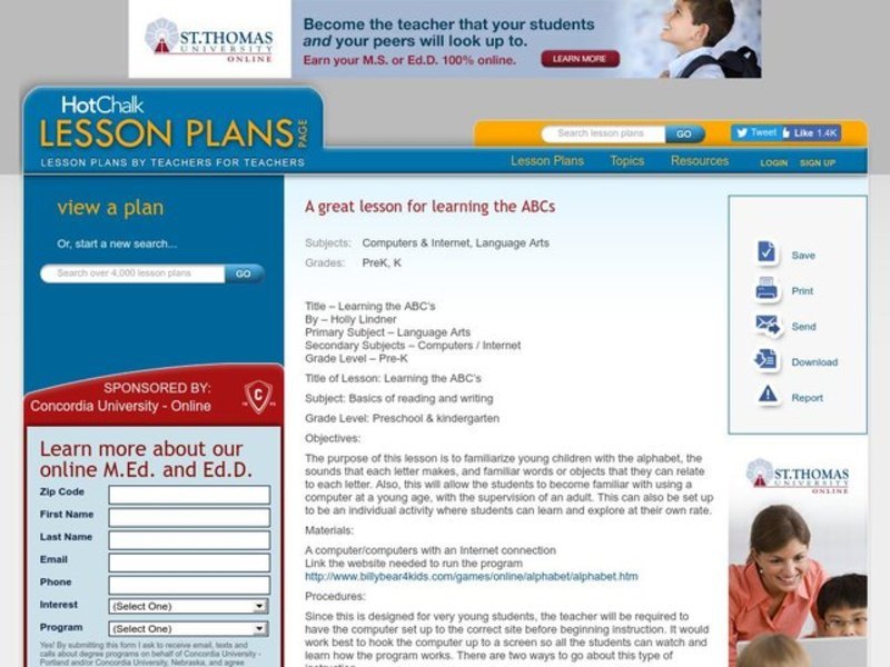 Learning the ABC's Lesson Plan Learning the ABC's Lesson Plan