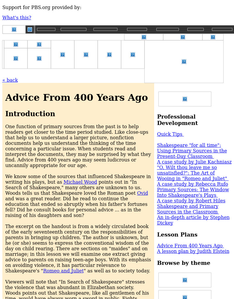 Shakespeare: Advice From 400 Years Ago Lesson Plan Shakespeare: Advice From 400 Years Ago Lesson Plan