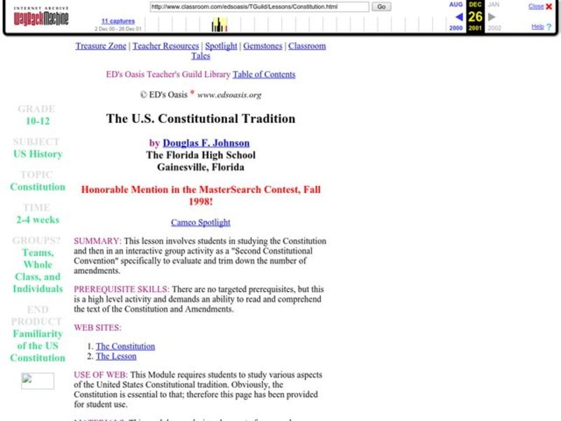 The U.S. Constitutional Tradition Lesson Plan The U.S. Constitutional Tradition Lesson Plan