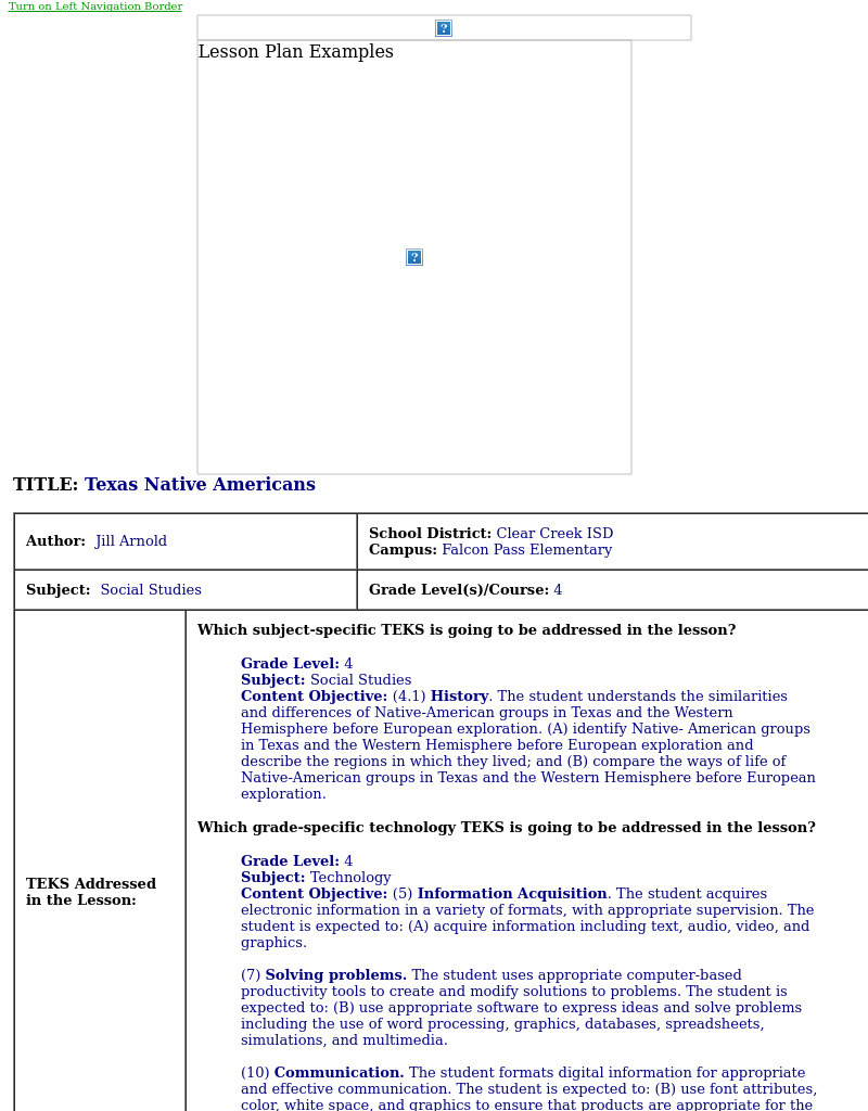 Texas Native Americans Lesson Plan Texas Native Americans Lesson Plan