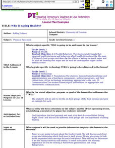 Who Is Eating Healthy? Lesson Plan Who Is Eating Healthy? Lesson Plan