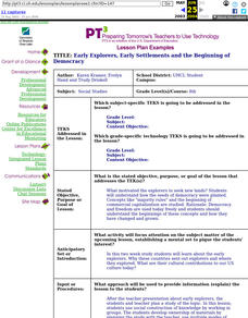 Early Explorers, Early Settlements and the Beginning of Democracy Lesson Plan Early Explorers, Early Settlements and the Beginning of Democracy Lesson Plan