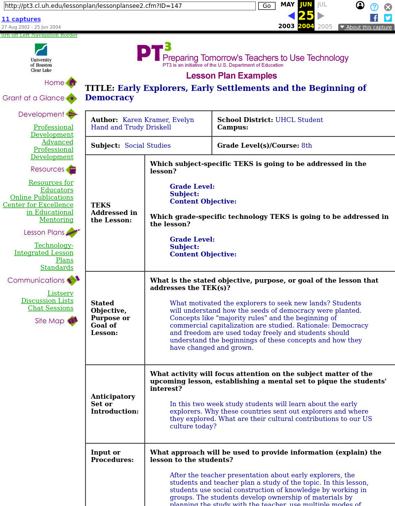 Early Explorers, Early Settlements and the Beginning of Democracy Lesson Plan Early Explorers, Early Settlements and the Beginning of Democracy Lesson Plan