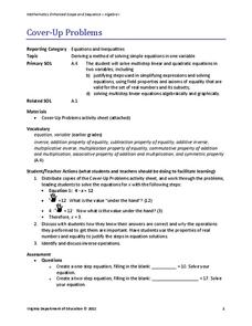 Cover Up Problems Lesson Plan Cover Up Problems Lesson Plan