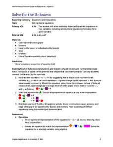 Solve for the Unknown Lesson Plan Solve for the Unknown Lesson Plan