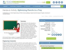 Optimizing Pencils in a Tray Lesson Plan Optimizing Pencils in a Tray Lesson Plan