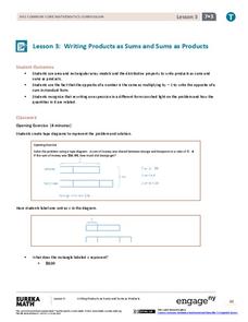 Writing Products as Sums and Sums as Products Lesson Plan Writing Products as Sums and Sums as Products Lesson Plan