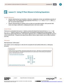 Using If-Then Moves in Solving Equations II Lesson Plan Using If-Then Moves in Solving Equations II Lesson Plan