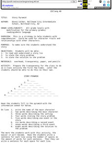 Story Pyramid Lesson Plan Story Pyramid Lesson Plan