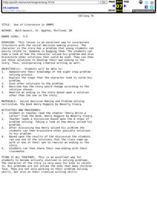 Use of Literature in SDMPS Lesson Plan Use of Literature in SDMPS Lesson Plan