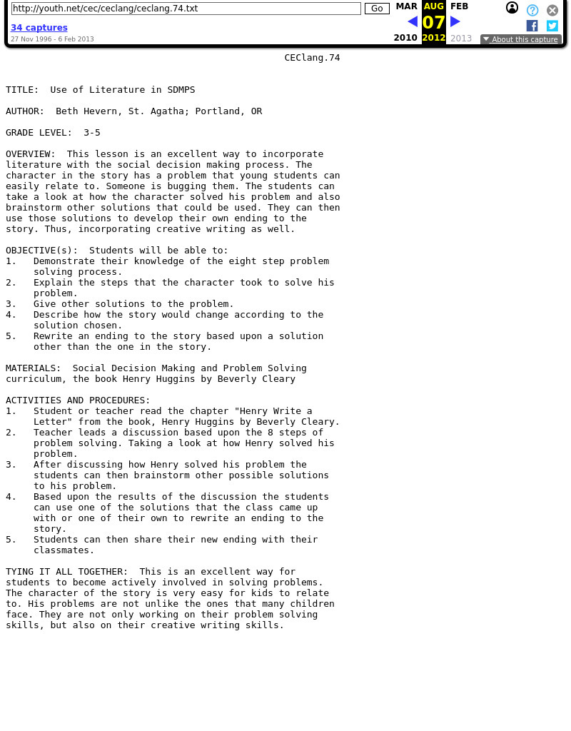 Use of Literature in SDMPS Lesson Plan Use of Literature in SDMPS Lesson Plan