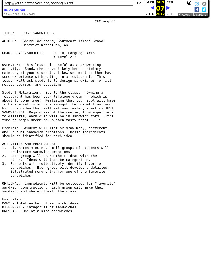 Just Sandwiches Lesson Plan Just Sandwiches Lesson Plan